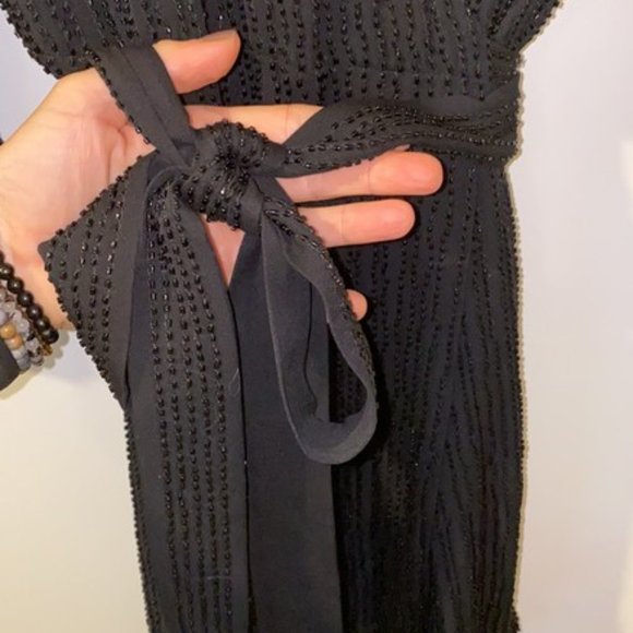 ~Diane von Furstenberg Julian Two Beaded Silk Wrap Dress Black Sz 6 *EUC* $789 - Picture 4 of 15